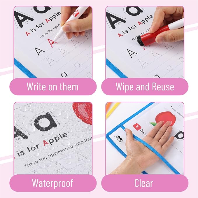 Mr. Pen- Reusable Dry Erase Pocket Sleeves, 10" x 14", 6 Pack, Colorful, Clear Plastic Paper Sleeves, Ticket Holders, Clear Plastic Sheet Protectors, Teacher, School, Classroom Supplies