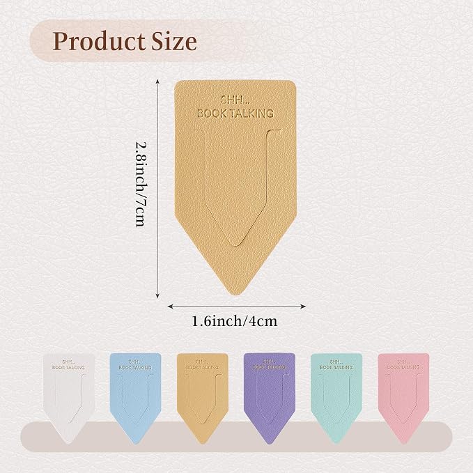 Leather Bookmark for Reading Women, Shh Book Talking Bookmarks, Index Book Marks for Book Lovers, 6 Pcs Light Color Set