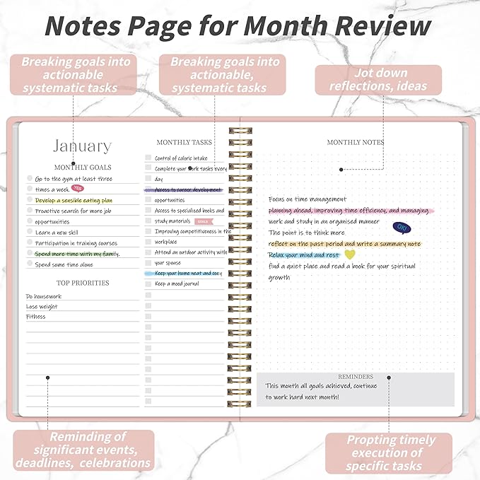 2026-2027 Monthly Planner - 2 Year Monthly Planner 2026-2027, Hard Cardboard Cover, Jan 2026 - Dec 2027, 7.5" x 10", 2 Year Calendar with 24 Month, Twin-wire Binding, Note Pages
