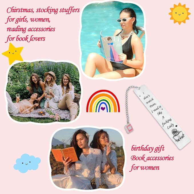 Metal Bookmarks for Women Book Lovers Funny Reading Bookmark Gifts for Bookish Female Friend Birthday Christmas Valentine Gifts for Teacher Classmate Reader Sister Gag Book Accessories Book Club