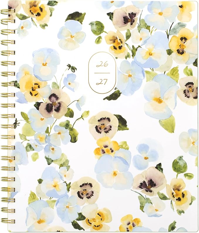 Cambridge Planner 2026-2027 Weekly & Monthly Academic 12-Month July-June, 8-1/2" x 11", Leah Bisch, Pansy Bouquet (LB50-905A)