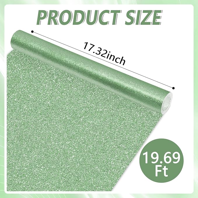 Glitter Bulletin Board Paper Roll Sparkle Wrapping Paper Bulletin Board Decor Glitter Poster Gift Wrapping DIY Art Crafts Wallpaper Background for Home Office Classroom Decor 17" x 20ft, Emerald Green