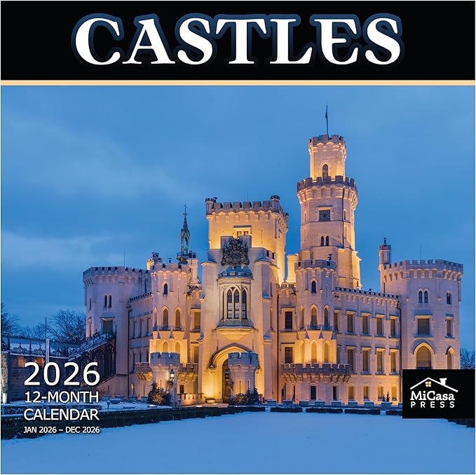 MICASA PRESS Castles 2026 Wall Calendar 12 Month | 12" x 24" Open | Thick & Sturdy Paper | Giftable | Travel Calendar 2026