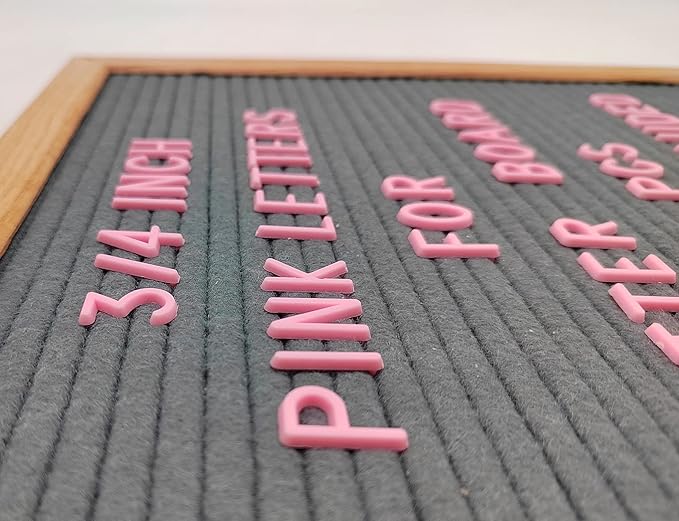 Felt Letter Board Letters Sets - Pre-cut 340pcs 3/4 Inch(0.75") Pink Letters with Canvas Bag(No Board Included)