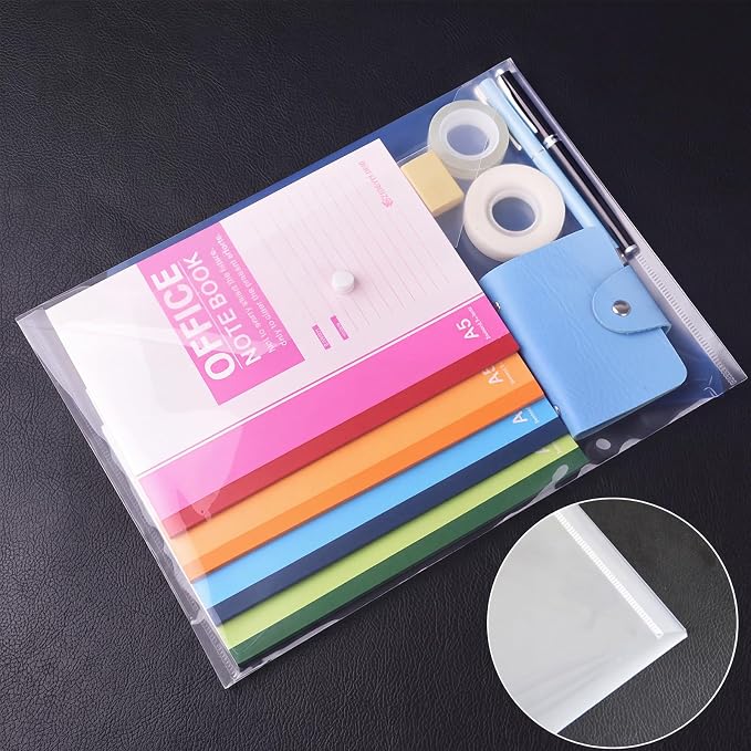 EOOUT 30pcs Plastic Envelopes, Clear Reusable Poly Envelope Waterproof File Folder with Snap Button, US Letter, A4 Size, for School Office Supplies