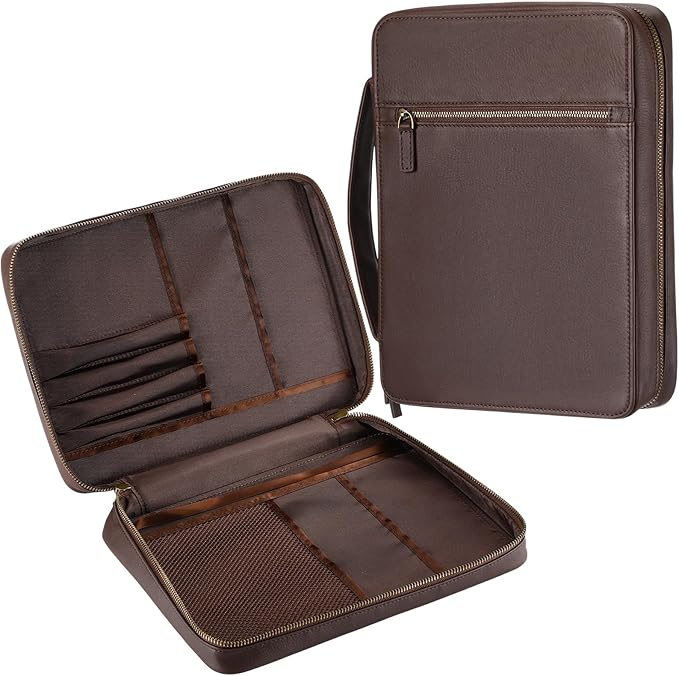 Top Grain Buffalo Leather Bible Cover Christmas Real Leather Bible Book Cover with Handle, Pocket, Zipper, Book Protective Holder Christian Religious Carrying Case Organizer Portfolio