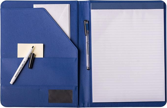 Deluxe Organizer Padded Padfolio, Portfolio Business Document Case with Ruled Letter-Size Perforated Writing Pad