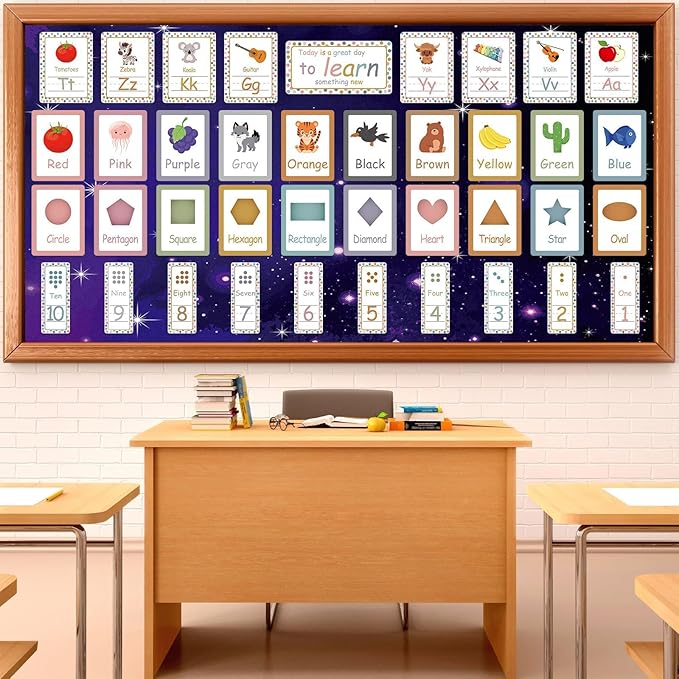 Qyeahkj 2 Rolls Starry Night Bulletin Board Paper Roll Outer Space Bulletin Board Background Paper Fade Resistant Classroom Decoration Poster Art Craft Home Wall Education Decoration Supplies 17.7in x