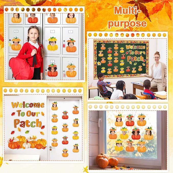 gisgfim 80Pcs Fall Pumpkin Cutouts Thanksgiving Fall Decorations Bulletin Board Autumn Paper Cut-Outs Classroom Decor for Boy Girl DIY Craft Photo Wall Kindergarten Preschool Party Favor Supply
