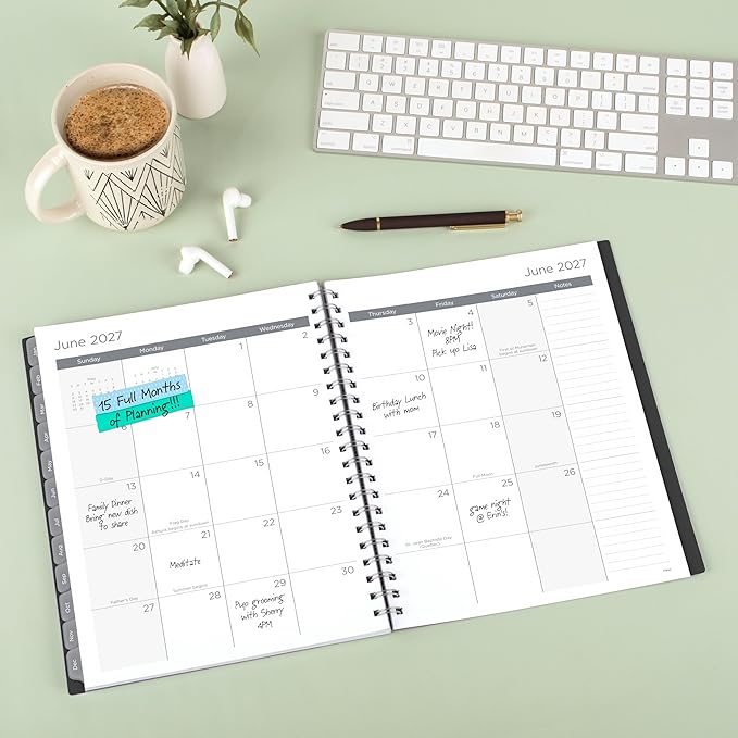 Mead 2027 Planner, Weekly & Monthly, 15-Month Oct-Dec, 8.5" x 11", Black (CRW6200527)