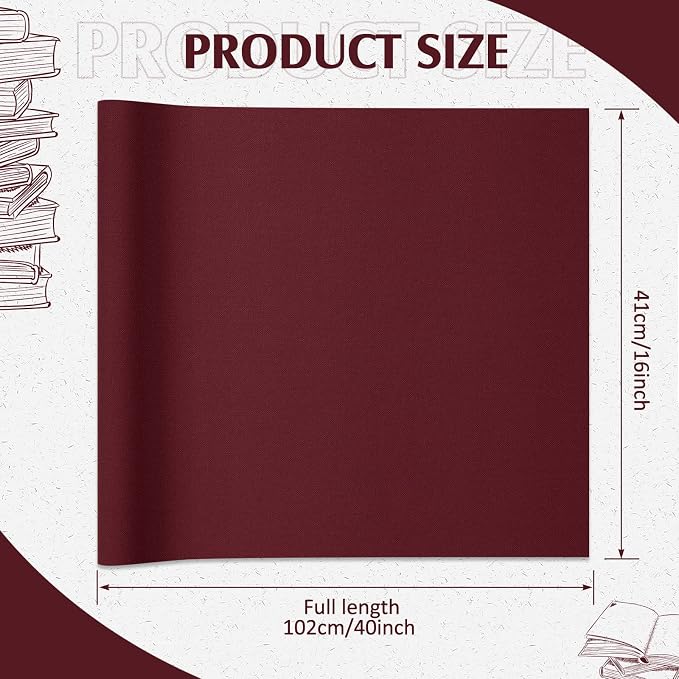 PerKoop Book Cloth for Book Binding 40 x 16 Inch Fabric Surface Paper Backed Bookcover Archival European Durable Strong Bookbinding Supplies Cover Books Album Scrapbooking (Dark Red,Suede Fabric)