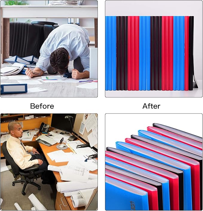7-Pocket Expanding File 3pcs, Plastic Expandable File Folder - Black&Blue&Red