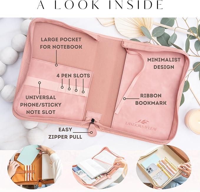 Bible Cover Case for Women - Minimalist Design Debossed Bible Case, Large Bible Covers for Women – Bible Accessories (PinkGold)