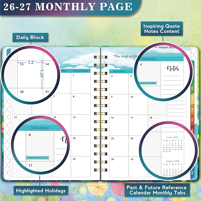 2026-2027 Planner - 2026-2027 Planner Weekly and Monthly, Calendar Monthly Planners 2026-27 from Jul. 2026 - Jun. 2027, 6.4" × 8.5", Twin-Wire Binding, Elastic Closure