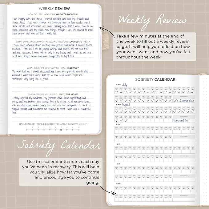 Clever Fox Addiction Recovery Journal – Addiction Treatment Planner & Workbook – Daily Sobriety Journal for Recovery Progress, A5 (Seashell)