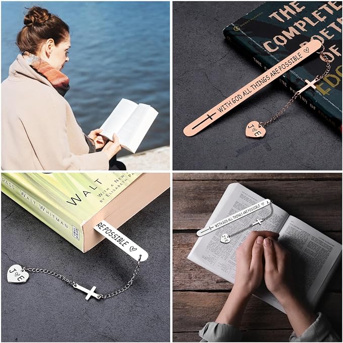 Personalized Bible Bookmarks - Custom Name Inspirational Christian Bible Religious Bookmarks Gifts for Women Men Book Lovers (Style-8)