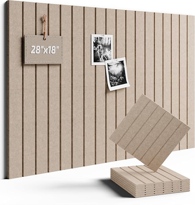 Fluxynara Felt Bulletin Board Tiles -28"x18" with 40 Adhesive Tabs, Cork Board Alternative for Office Decor, Push Pin Board Wall Organizer 6-Pack (Taupe)