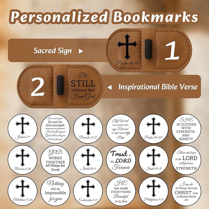 Bygone Mark Personalized Magnetic Leather Bookmark with Pen Holder - Inspirational Bible Verse Scripture Design, Custom Book Marker for Book Lovers Men Women (Blue-Isaiah 40:31)