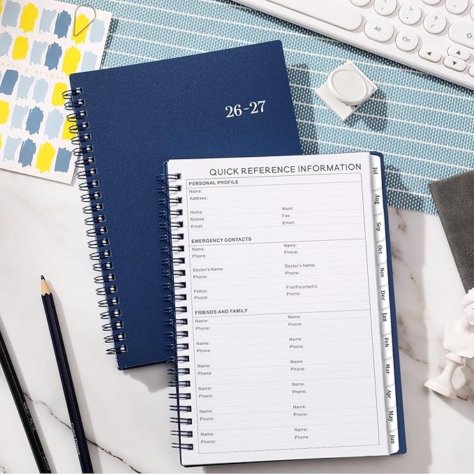 2026-2027 Planner - Planner 2026-2027, July 2026 - June 2027, 6" x 8.4", 26-27 Planners Weekly and Monthly Flexible Cover, A5 Thick Paper, Twin-Wire Binding, Blue