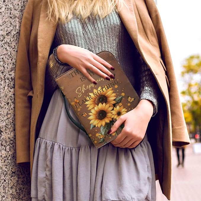 Bible Covers for Women with Handle Sunflower Butterfly Monogram Lightweight Large Bible Tote Bag for Man Waterproof Multi-Functional Man Bible Carrying Case