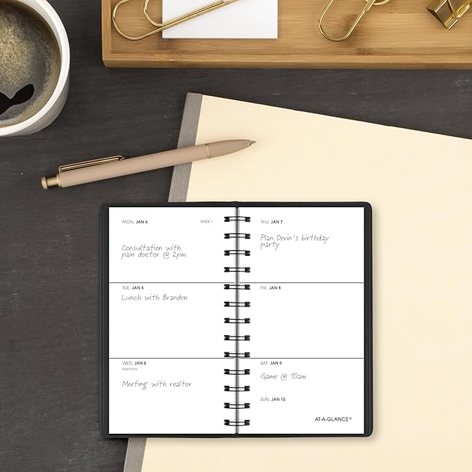 AT-A-GLANCE 2027 Planner, Weekly, 2.5" x 4.5", Pocket Size, Black (700350527)