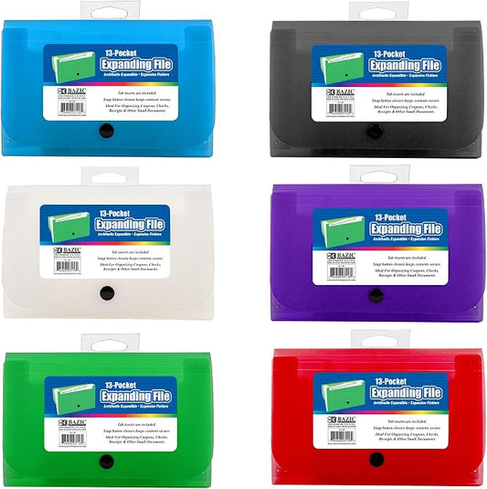 BAZIC 5-Pockets Coupon/Personal Check Size Expanding File