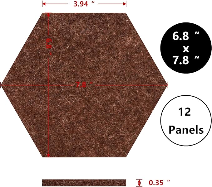 Vienrose Hexagon Felt Bulletin Board Self Adhesive Pin Board Wall Decoration Tiles with 35 Push Pins for Office Home and School, Yellow Series 12 Pack