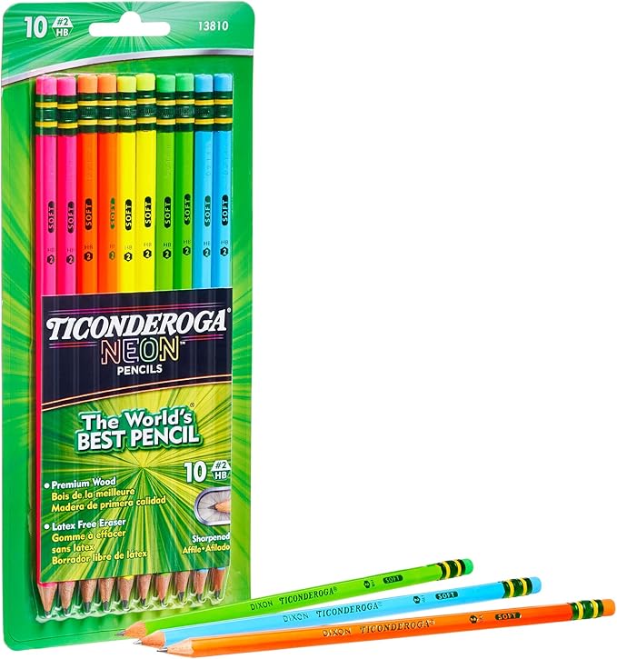 Dixon® Neon Colored Pencils, Assorted, Pack Of 10