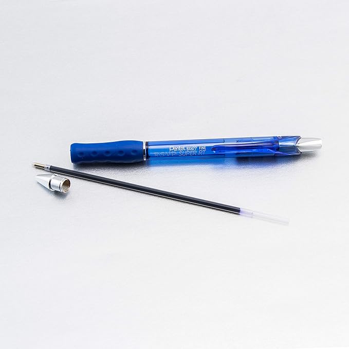 Pentel RSVP Super RT Ballpoint Pen, (0.7mm) Fine Line, Blue Ink, Pack of 2 (BX477BP2C)