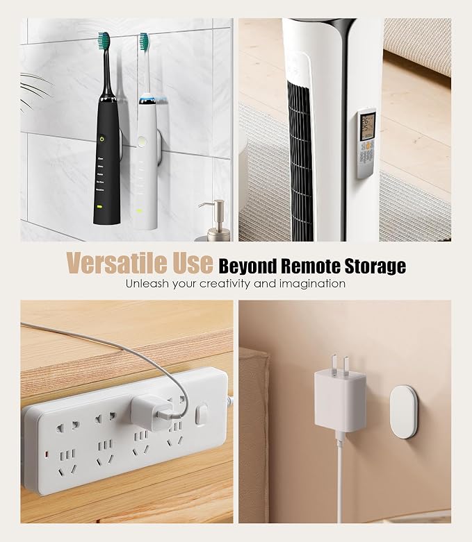 Magnetic Remote Control Holder Wall Mount, 2025 Upgraded Smaller & Stronger Magnetic Silicone Remote Control Organizer TV Remote Charger Holder Caddy Back of TV (White-4 Pack)