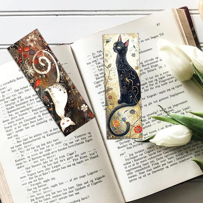 Cute Cat Bookmarks, 50 Pcs Funny Cat Book Markers Page Clips, Cool Books Accessories Gifts for Women Kids Bookish Reading Lovers