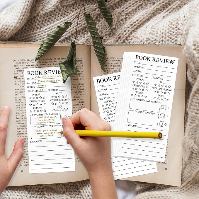 L1rabe Book Review Bookmarks for Readers - Back to School Gift 100 Book Marker Reading Log Page Markers for Bookish Bookworm Gift, Reading Page Tracker for Students Teachers Women to Review Tracker