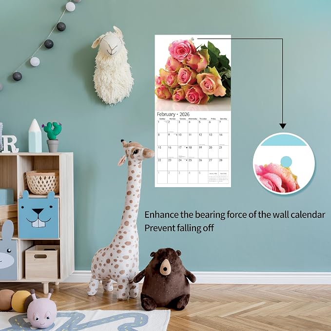 2026 Wall Calendar,Calendar 2026, November 2025 - December 2026, Wall Calendar Roses, 12" x 24" Opened,Full Page Months Thick & Sturdy Paper for Calendar Organizing & Planning
