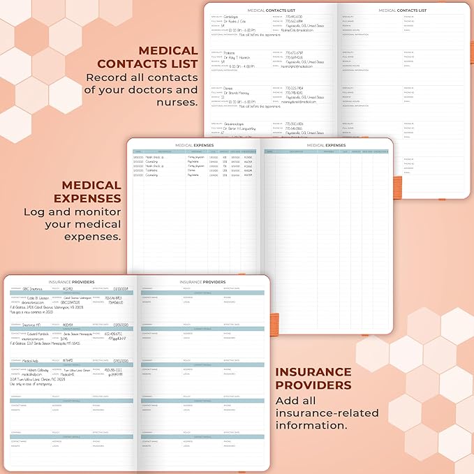 Clever Fox Medical Planner Daily – Health Diary Notebook, Wellness Journal & Self-Care Logbook, Lasts 3 Months, 7x10.5″ (Orange)