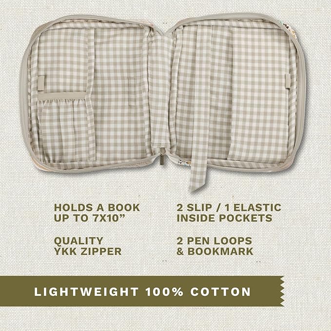 Bella Taylor Quilted Bible Cover for Women, Cotton Fabric Bible Case for Medium and Large Study Bibles, Prairie Meadow Patch