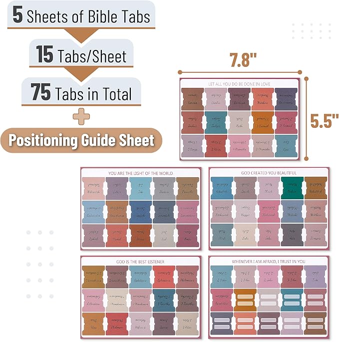 Mr. Pen- Bible Tabs, 75 Tabs, Vintage, Laminated Bible Tabs for Women and Men, Bible Tabs for Study Bible, Bible Index Tabs, Bible Book Tabs, Bible Labels Tabs, Mr Pen Bible Tabs
