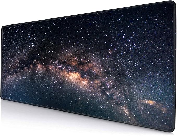 Large Gaming Mouse Pad with Stitched Edges, Galaxy Desk Mat, Extended XL Keyboard Pad, Non-Slip Rubber Base Desk Pad for Keyboard and Mouse, 31.5X11.8 inch