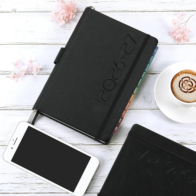 2026-2027 Planner - Planner 2026-2027 with Pen Loop, Jul 2026 - Jun 2027, to Achieve Your Goals & Improve Productivity, Thick Paper, 40 Note Pages, Inner Pocket, 5.75" x 8.25" - Black