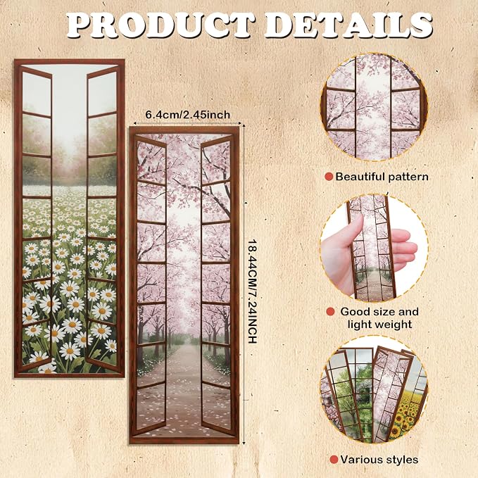 40 Pcs Window View Paper Bookmarks, Aesthetic Flower Reading Book Marks for Women Men, Vintage Scenery Bookmark Set Gifts for Book Lovers Teachers Students Office Workers