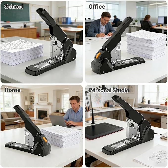 AFMAT Heavy Duty Stapler, 210 Sheet Staplers for Desk with 7000 Staples, Jam-Free, 50000+ Uses, 60% Reduced Effort, Easy Reload, Adjustable Paper Guide, Large Metal Manual Office Staplers, ES15