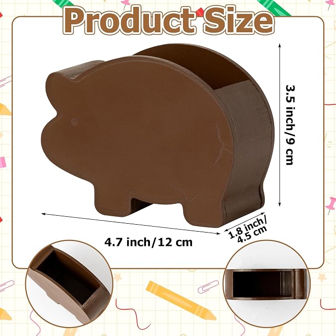 MALLMALL6 Mexico Pig Pencil Holder - Cute Piggy Wooden Pen Holder, Back to School Funny Caddy Case Gift for Kids, Durable Desktop Storage Organizer for School Classroom Teacher Office