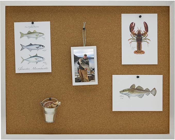 Mikasa Silver Framed Cork Board, Includes 5 Tacks, 24x19x1.5 Inch, Silver