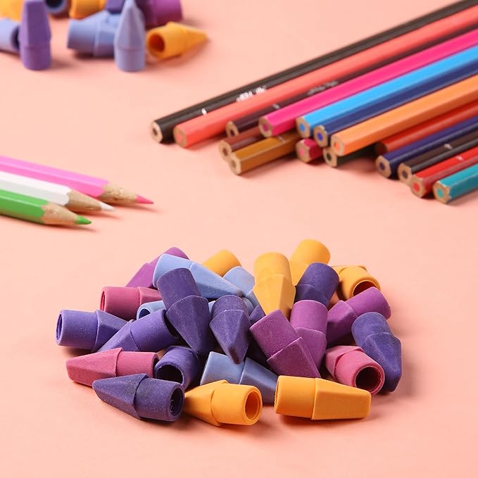 Mr. Pen- Pencil Top Erasers, 120 Pack, 6 Different Twilight Pulse Colors, Latex-Free & No Smudge Pencil Eraser Tops