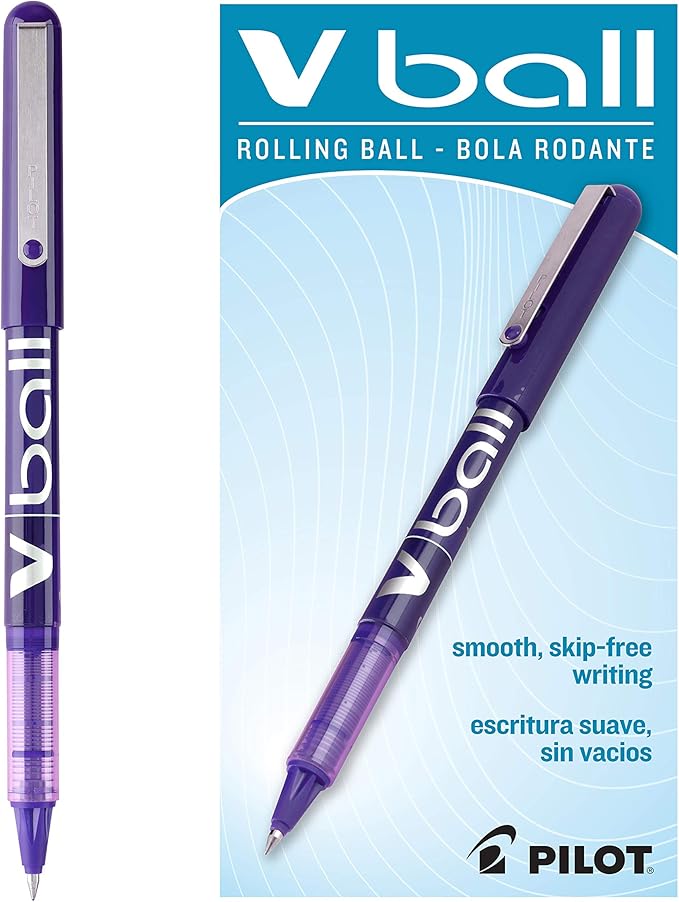 PILOT VBall Liquid Ink Rolling Ball Stick Pens, Extra Fine Point, Purple Ink, 12-Pack (35210)