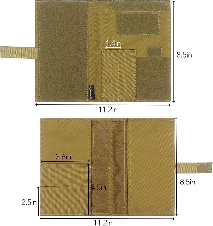 Kosibate Tactical Notebook Cover for 5.5 x 8 Military Log Book, Army Field Journal Cover Holder, OCP Pocket Notebook Holder, EDC Planner Organizer for Protecting Notes, Book(Tan)