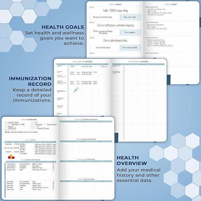 Clever Fox Large Medical Planner 12-Month – Medical Notebook, Health Diary, Wellness Journal to Track Health – 12 Months, 7x10.5″ (Mystic Blue)