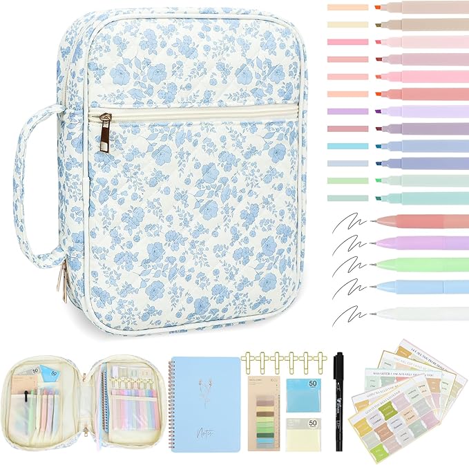 Blue Bible Cover Case for Women Bible Study Supplies Church Camp Essentials Christian Gifts