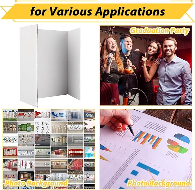 15 PCS 14 x 22 Inch Trifold Poster Board White Science Fair Display Boards 14 x 22 Trifold Presentation Board Tri-Fold Science Project Board Trifold Boards for Projects, Business, Exhibition