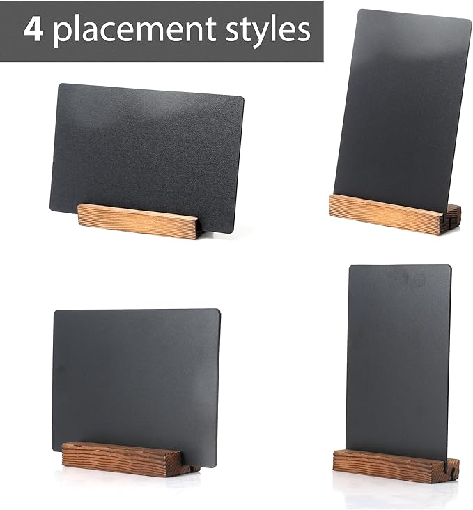 Desktop Chalkboard Sign Double-Sided Chalkboard with Wooden Base (3 Pack 7.9x5.1)