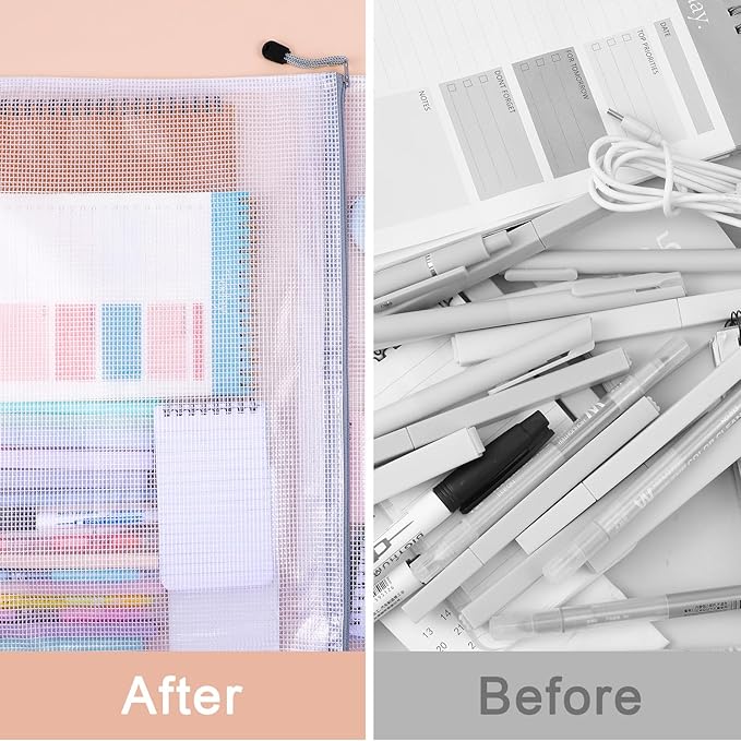 30pcs Mesh Zipper Pouch Bags, Puzzle Bags, A3 17x12 Inches Large Reusable Pouches for Organizing Classroom and Storage, Extra Large Zipper Pouch, Board Game Storage